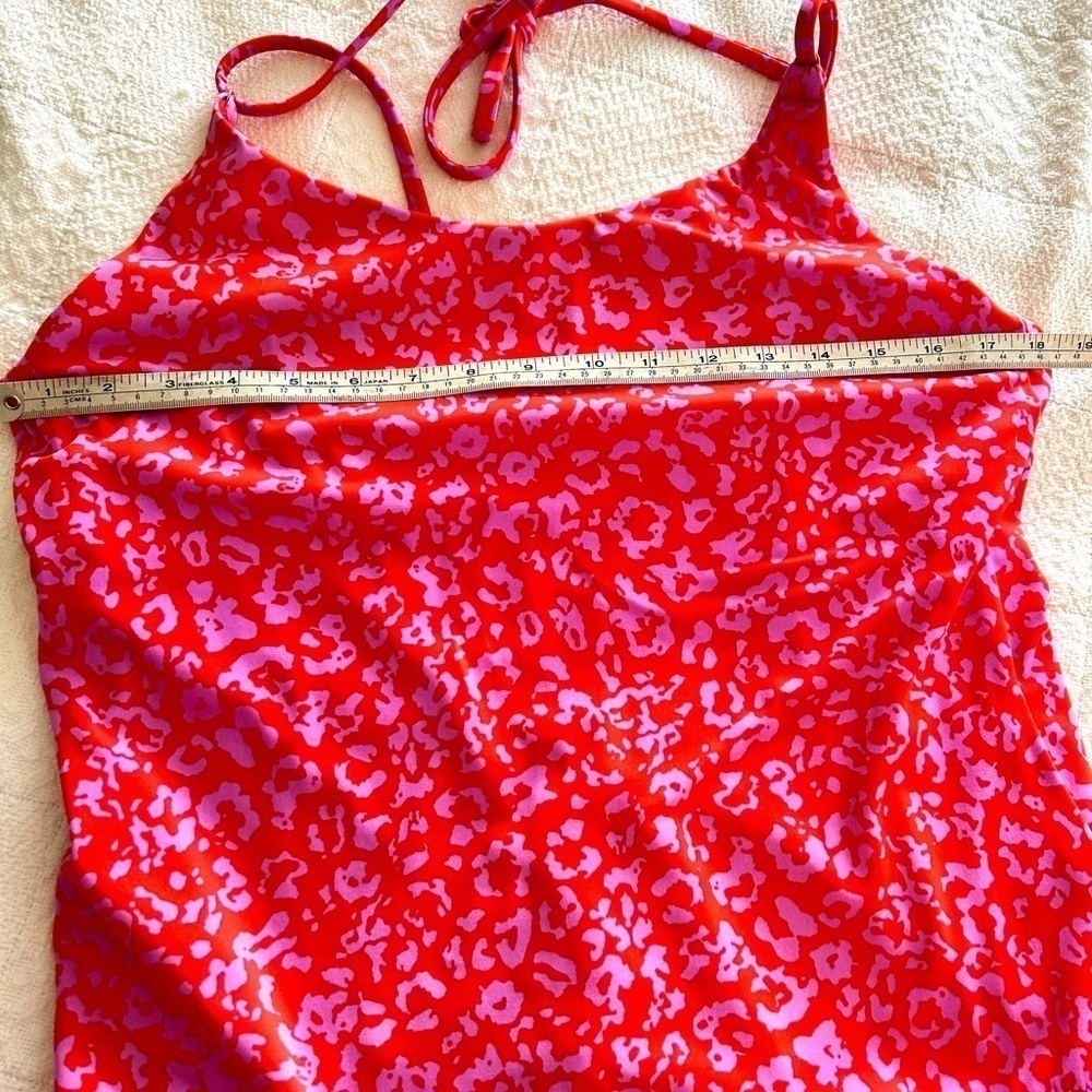 Athleta Swimsuit One Piece Coral Leopard Print Keyhole Back size XL - Picture 10 of 16